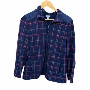Talbots Navy Plaid Jacket size large petite
